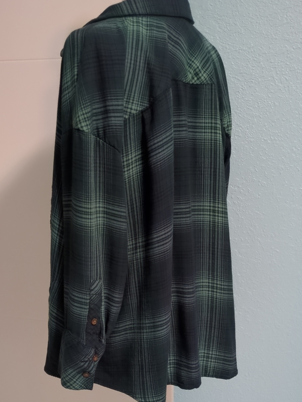 J.jill XLP Green Plaid Button-Front Women’s Shirt Casual Side Pockets Boho Fall - Picture 5 of 7